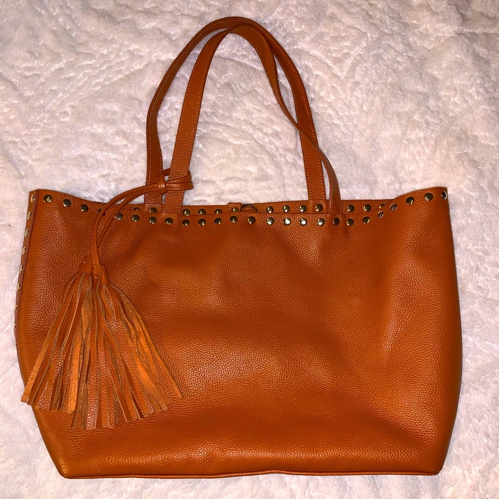 Laggo Remy British Tan Leather studded Tote